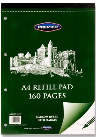 Premier A4 160pg Narrow Lined Refill Pad - Top